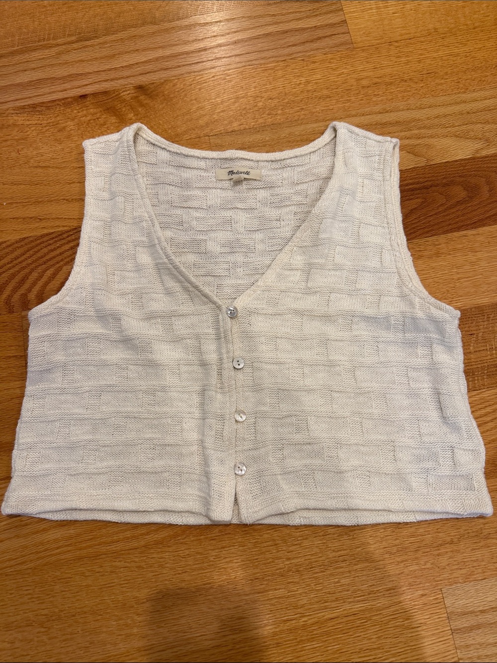 Madewell Cream Knit Button-Front Tank